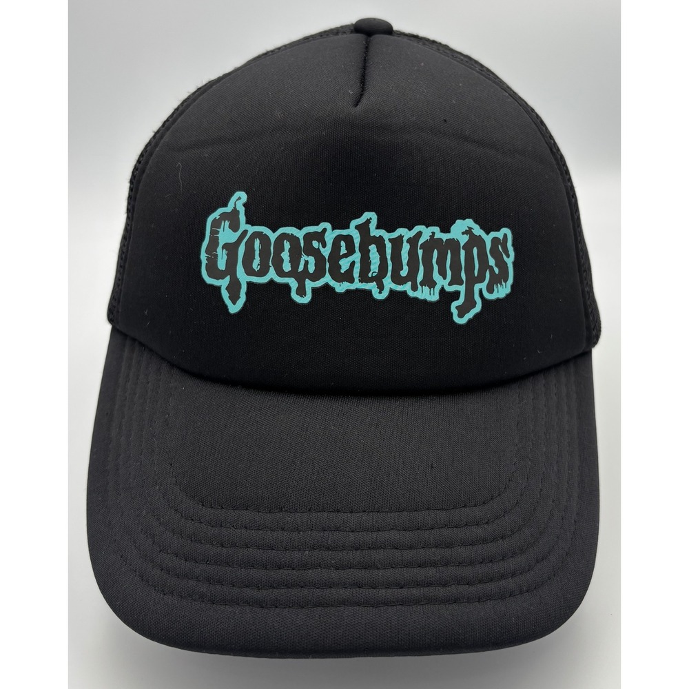Goosebumps Mens OSFM‎ Trucker Hat Black Teal Logo Mesh Snapback